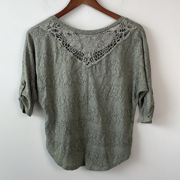 Self esteem boho green lace overlay blouse women size medium - Picture 3 of 6